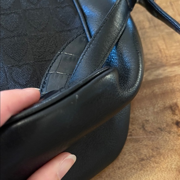 Brighton Julia Croc Heart Embossed Backpack Purse Black Vintage